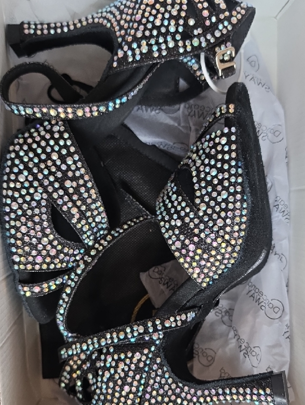 Black Crystal Strappy High-Heel Sandals for Women - Picture 6 of 6